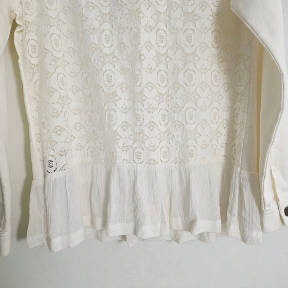 Simply Noelle Ivory Denim Lace Jacket S/M - Picture 5 of 10